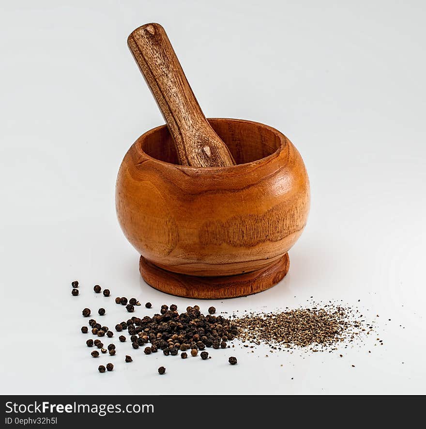 Brown Wooden Mortar Teasle