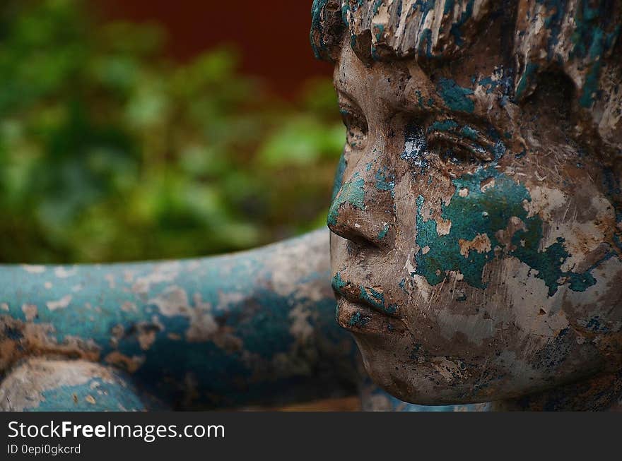 Blue and White Painted Boy Statue