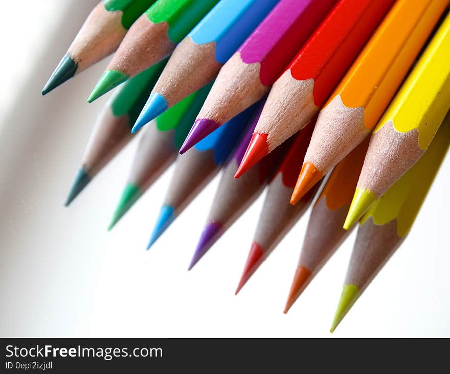 A close up of color pencils.