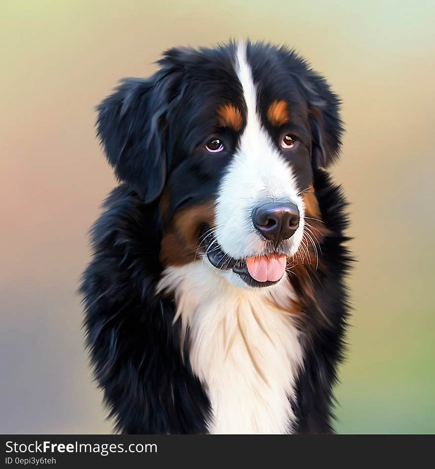 Black and White Long Coat Dog