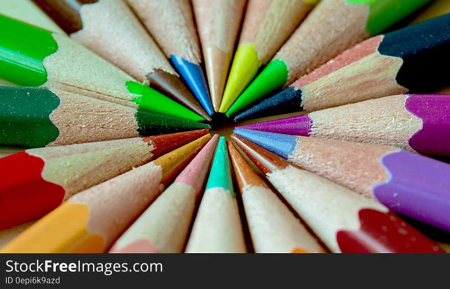 Green Pink Blue Red Yellow Color Pencils