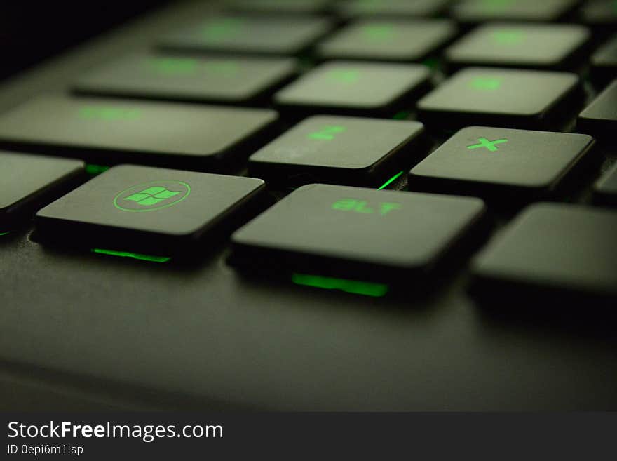 A close up shot of a black computer keyboard.