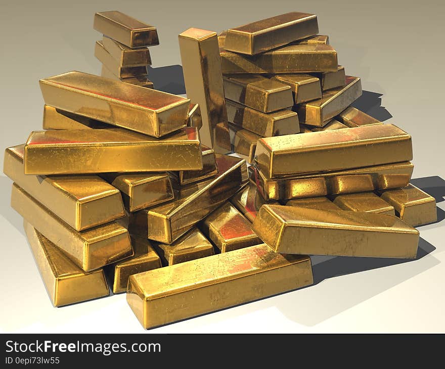 A stack of gold bars or bullion.