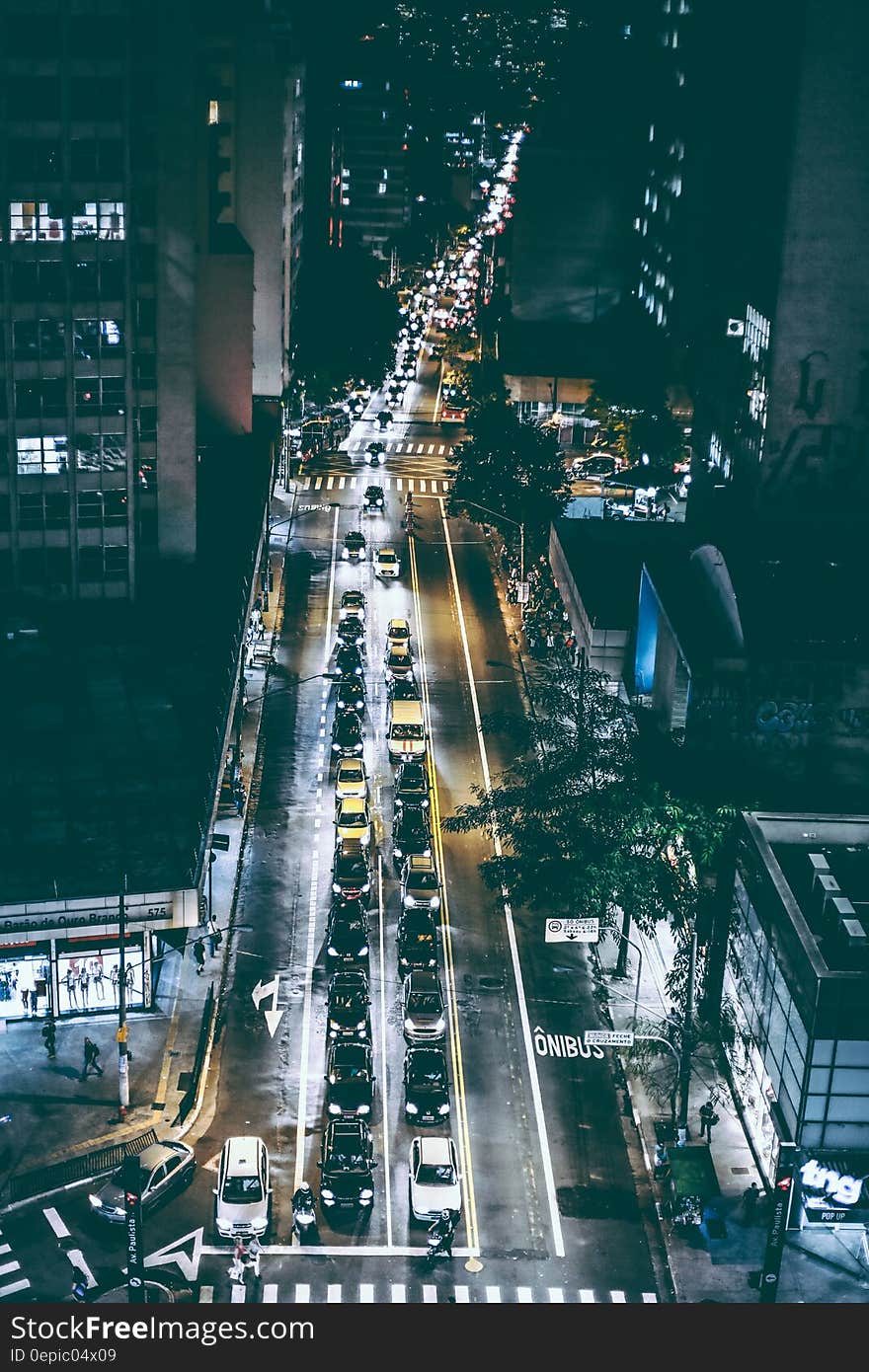 Cars on Black Asphalt Road during Nighttime