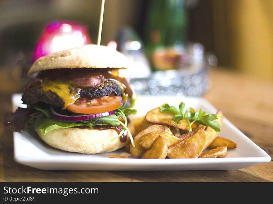 Hamburger on Plate