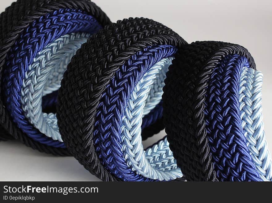 Grey Blue and Black Braided Strap