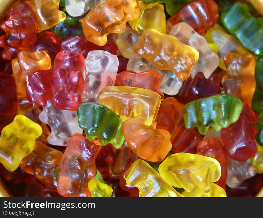 Close up of colorful gummy bear candies. Close up of colorful gummy bear candies.