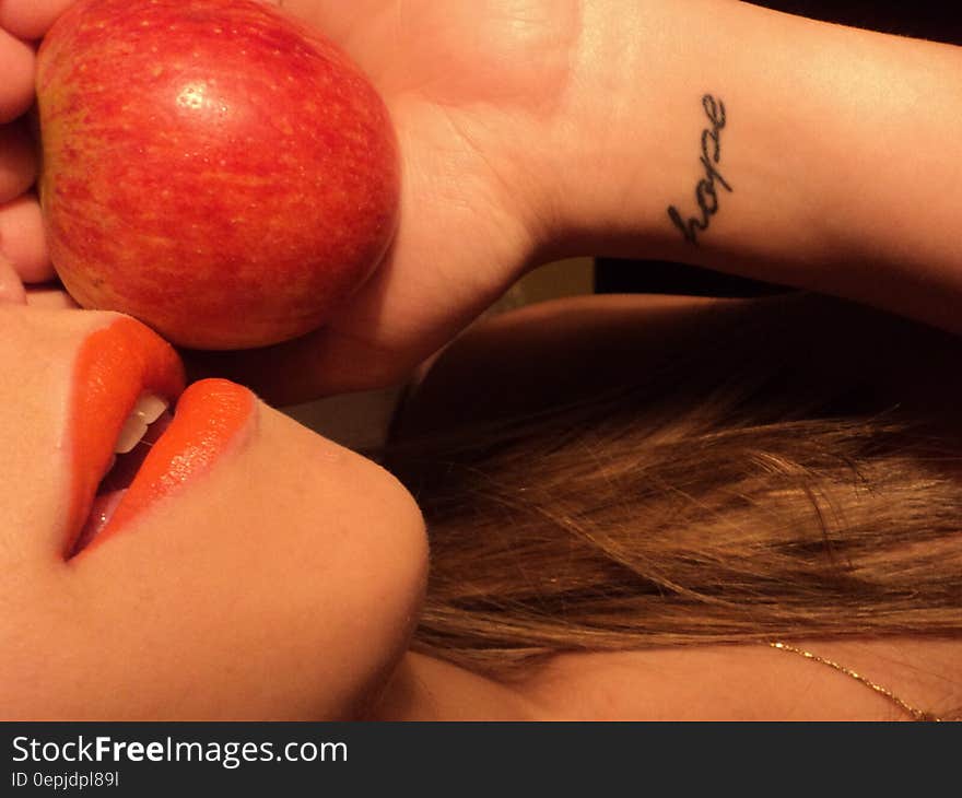 Woman Holding Red Apple Fruit