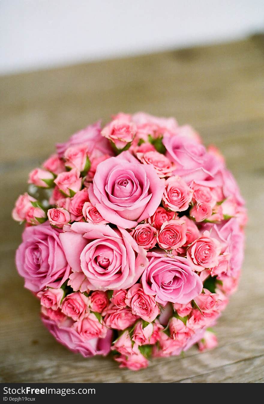 Pink Bouquet of Flowers on Table