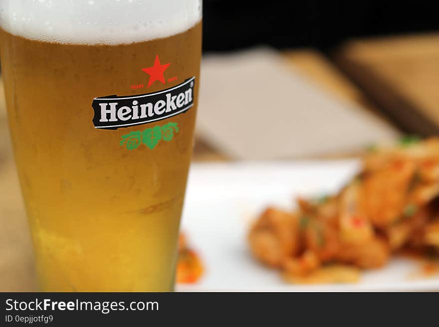 Filled Heineken Pilsner Glass