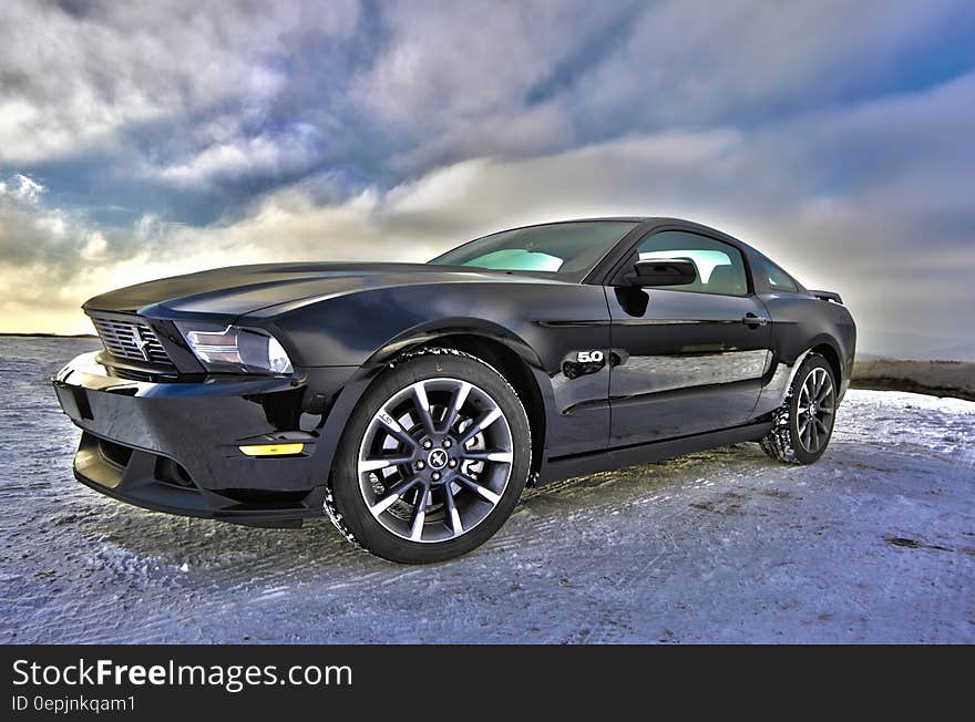 Black Dodge Viper on Gray Concrete Floor