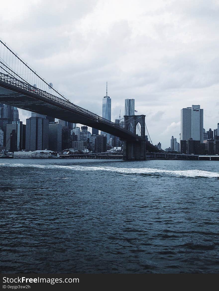 Brooklyn Bridge Blue and White Photo