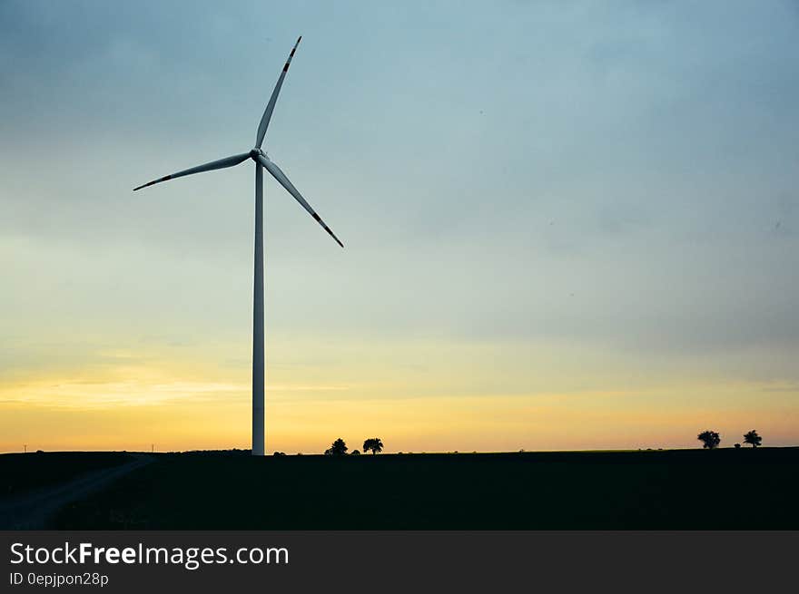 White Turbine during Sunset