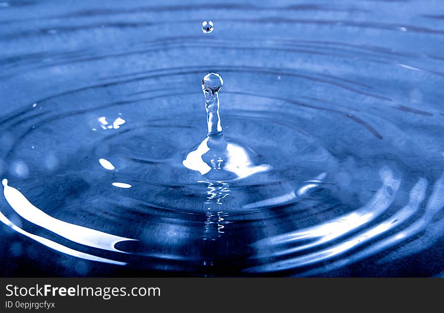 Water Drop on to Calm Water Causing Wave Effect