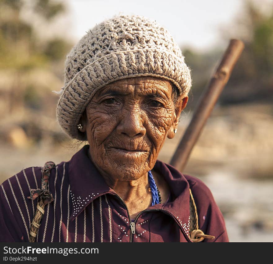 Old Man Wearing Brown Beanie