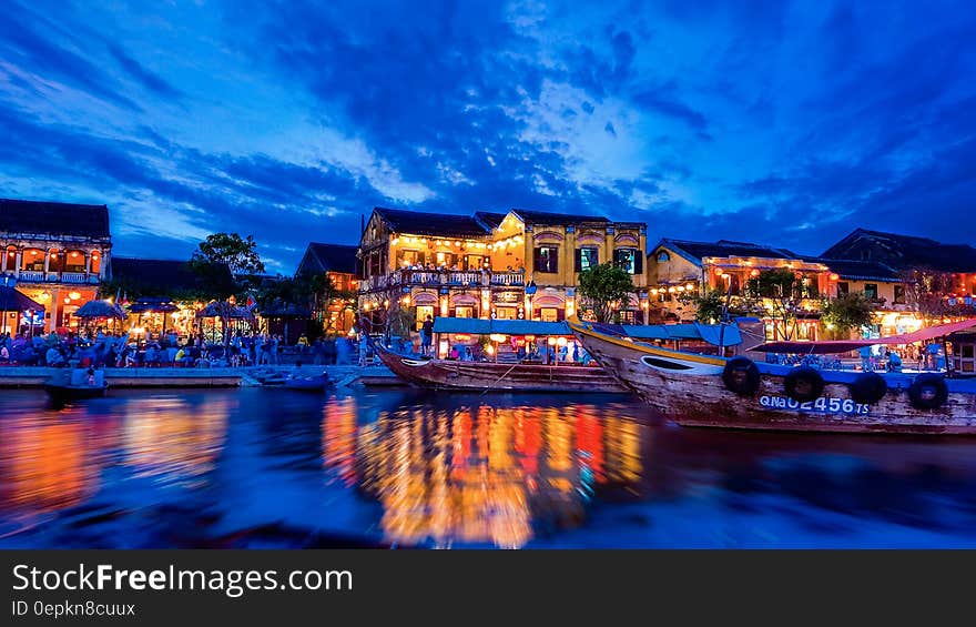 A night view at Hội An, an ancient town in Vietnam. A night view at Hội An, an ancient town in Vietnam.