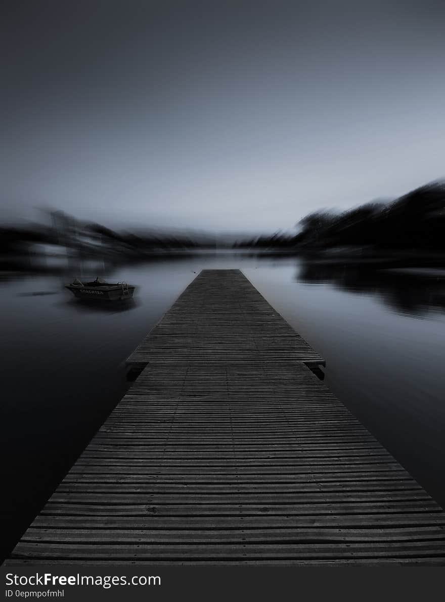 Grayscale Photo of Dock