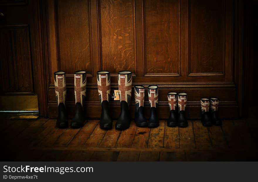 Black Red and Blue England Flag Print Rain Boots