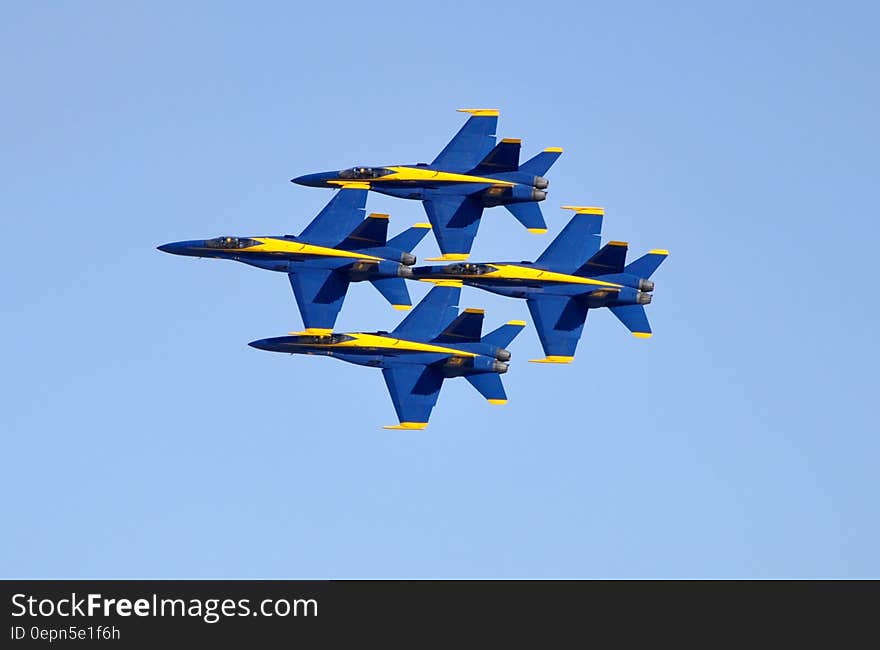 Blue and Yellow Fighter Plane Exhibition