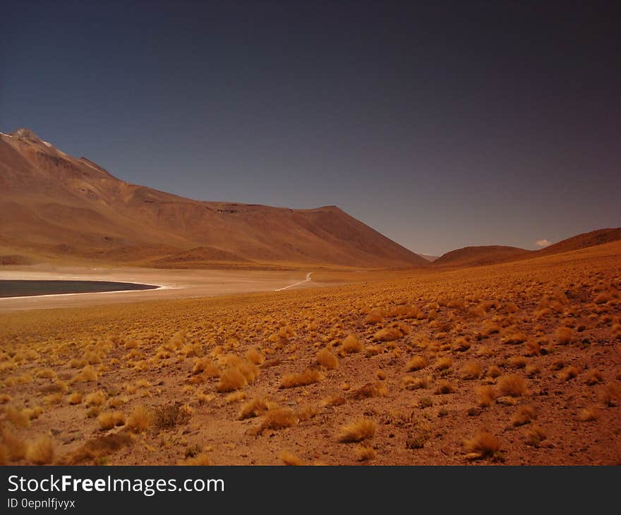 Desert landscape under blue skies in Chile. Desert landscape under blue skies in Chile.