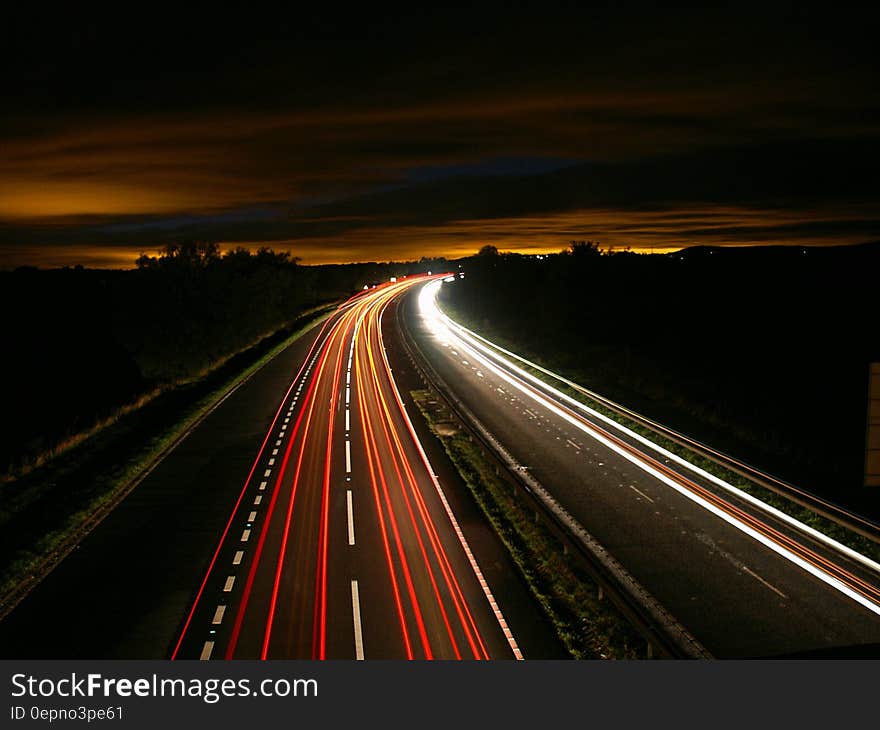 Red and White Time Lapse Photography