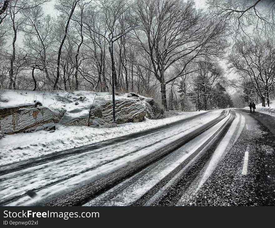 Snowy Road during Daytime