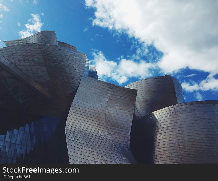 Walt Disney Concert Hall under blue skies in Los Angeles, USA.