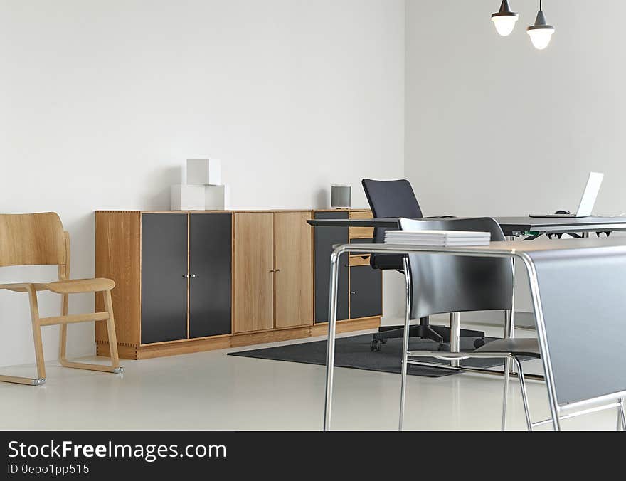 Desk and cabinets in modern office. Desk and cabinets in modern office.