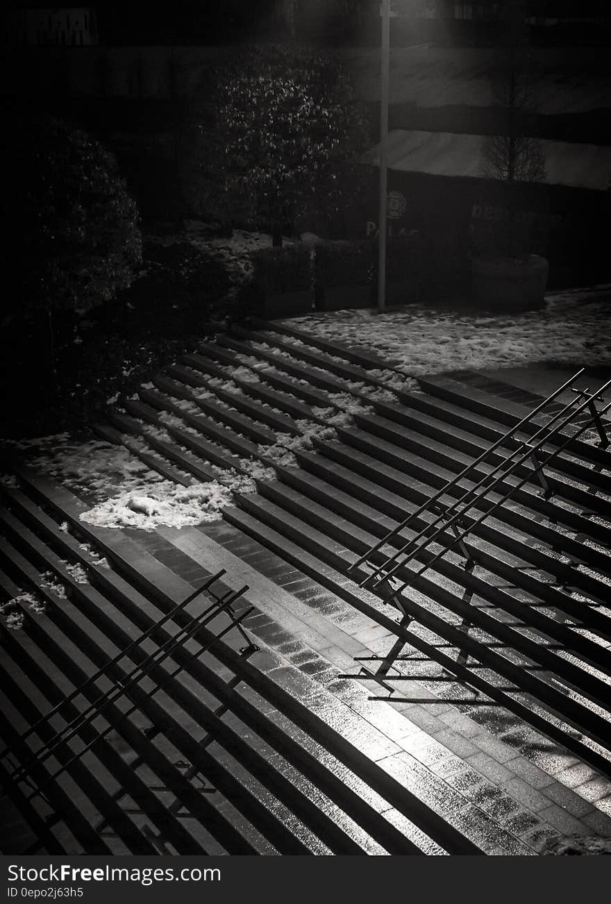 Greyscale Photo of Staircase