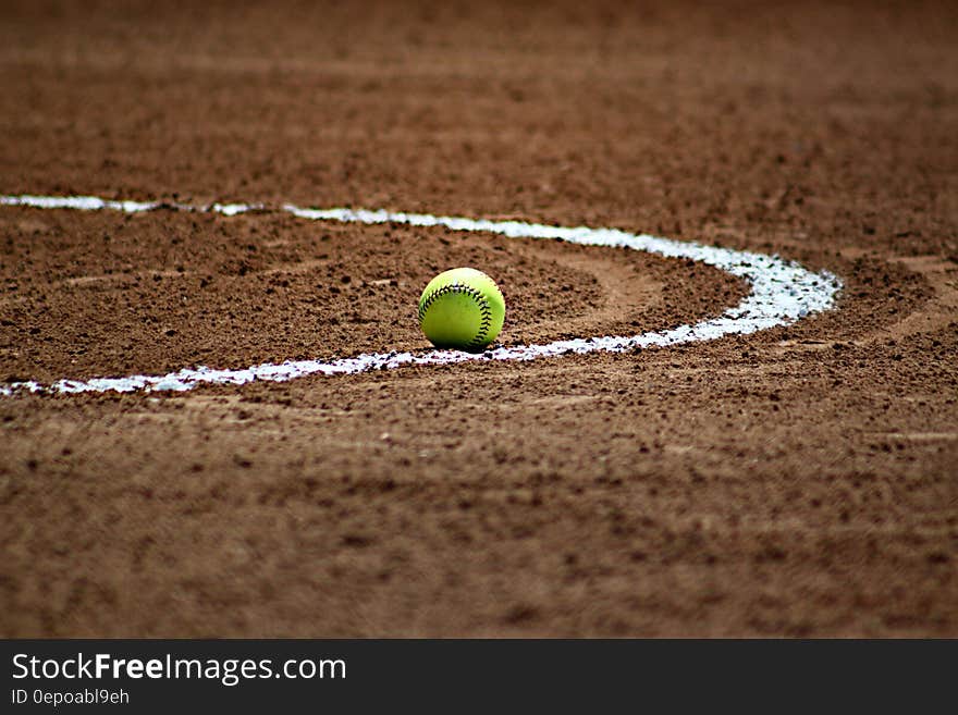 Green Tennis Ball in White Circular Line