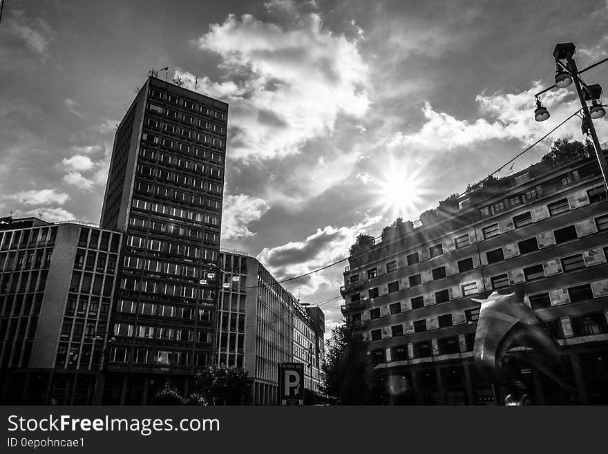 Grayscale Photography of High Rise Building