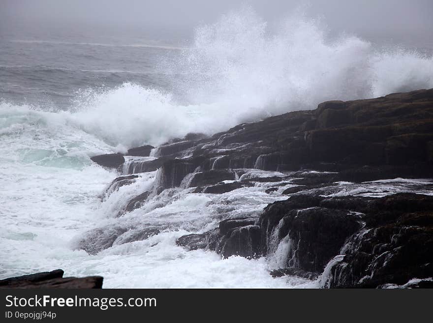 Sea Waves on the Rock