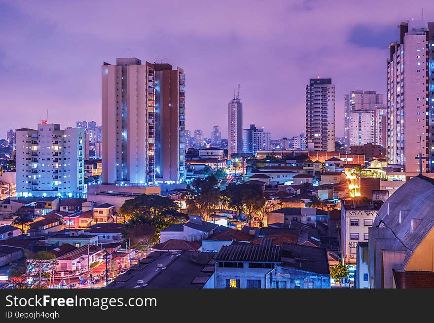 Skyline of Sao Paulo, Brazil illuminated at twilight. Skyline of Sao Paulo, Brazil illuminated at twilight.