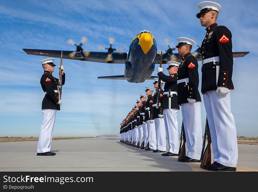 Group of Solider Fall in Line