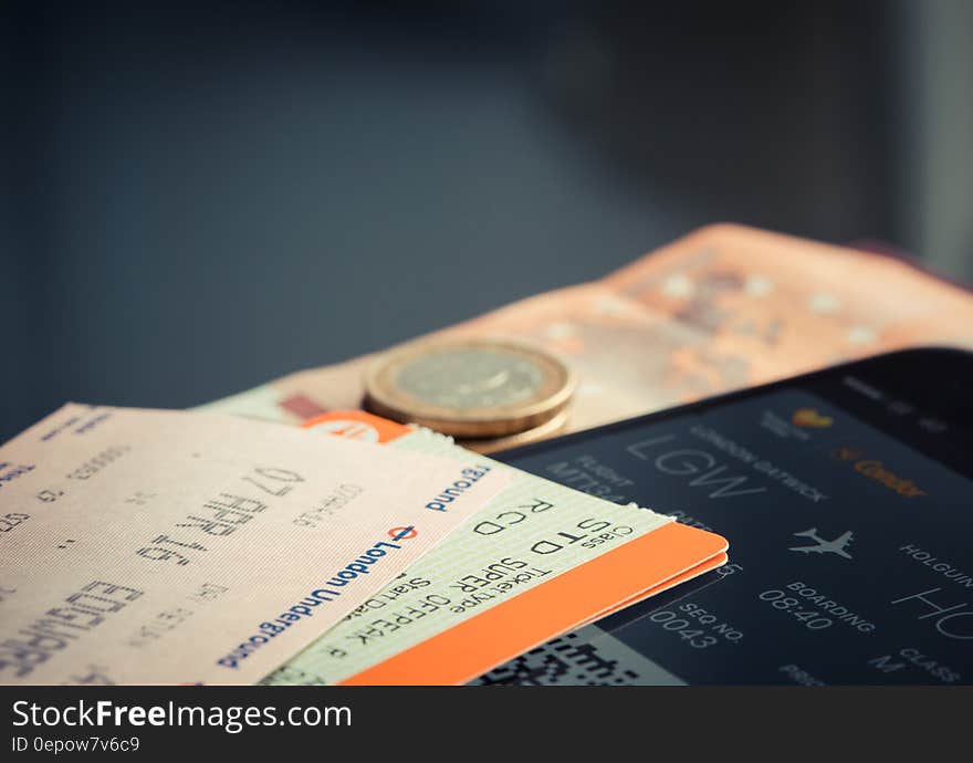 Orange and Green Label Airplane Ticket