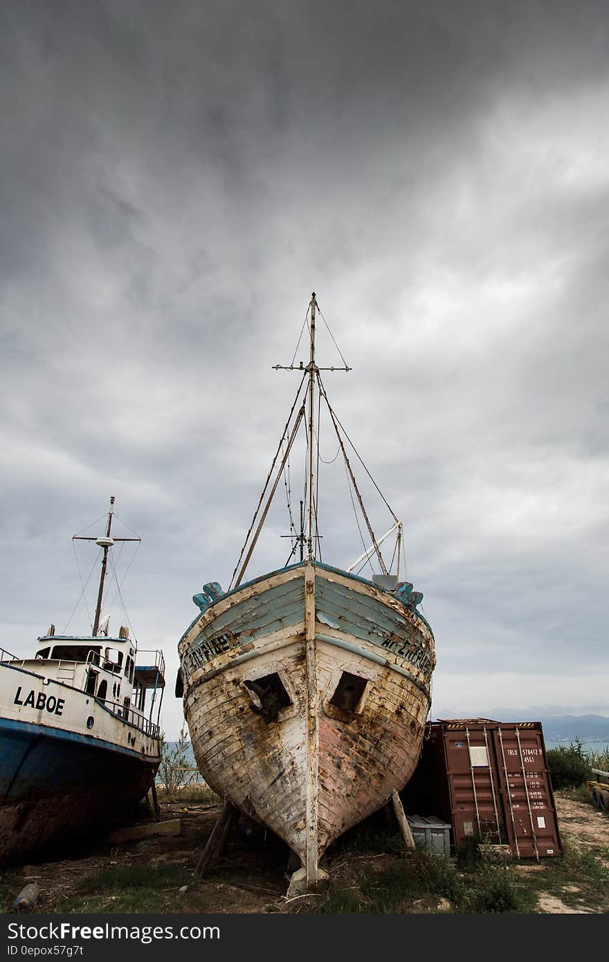 White Blue Boat