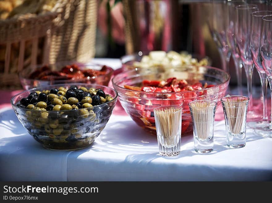 Glass Bowl on White Cloth