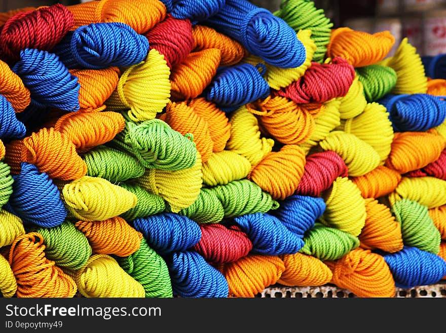 Assorted Color of Yarn during Daytime