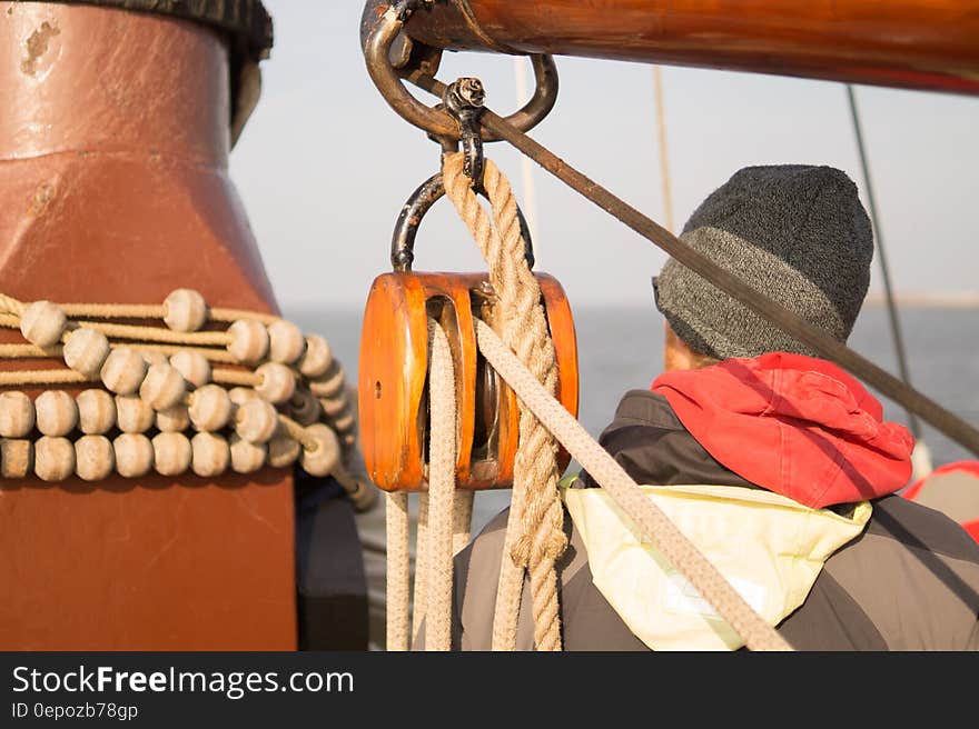 Brown Rope on a Pulley