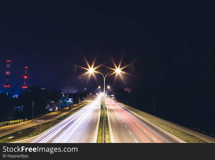 Blur of car lights on city street at night. Blur of car lights on city street at night.