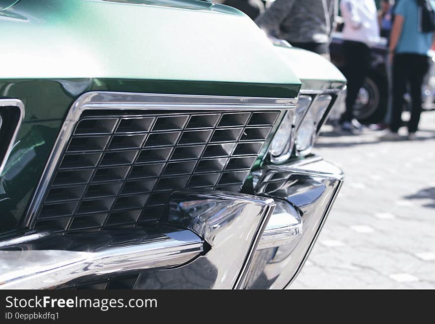 Green and Silver Car Grille in Tilt Shift Lens