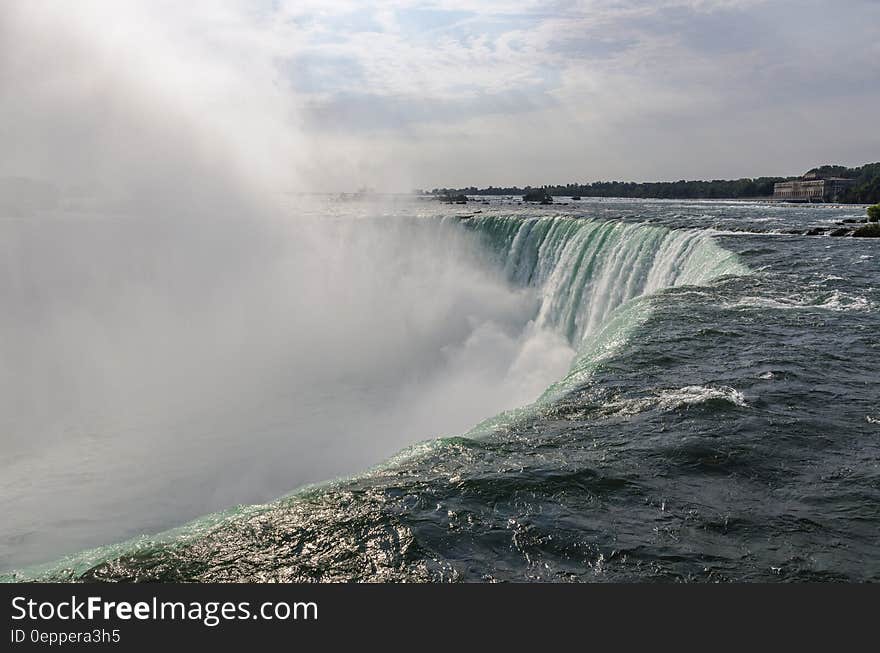 Top of Horseshoe Falls in Niagara, Canada with mist. Top of Horseshoe Falls in Niagara, Canada with mist.