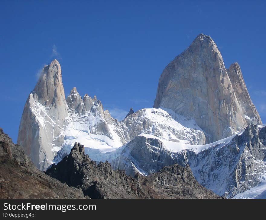 Low Angle Photography of White Mountain White Clear Blue Sky