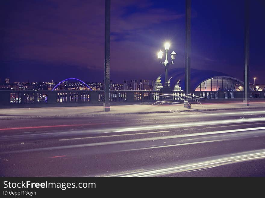 Time Lapse Photography of a Bridge during Night Time