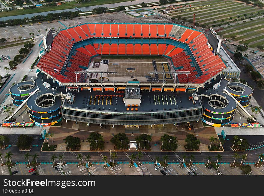 Aerial view of empty American football stadium. Aerial view of empty American football stadium.