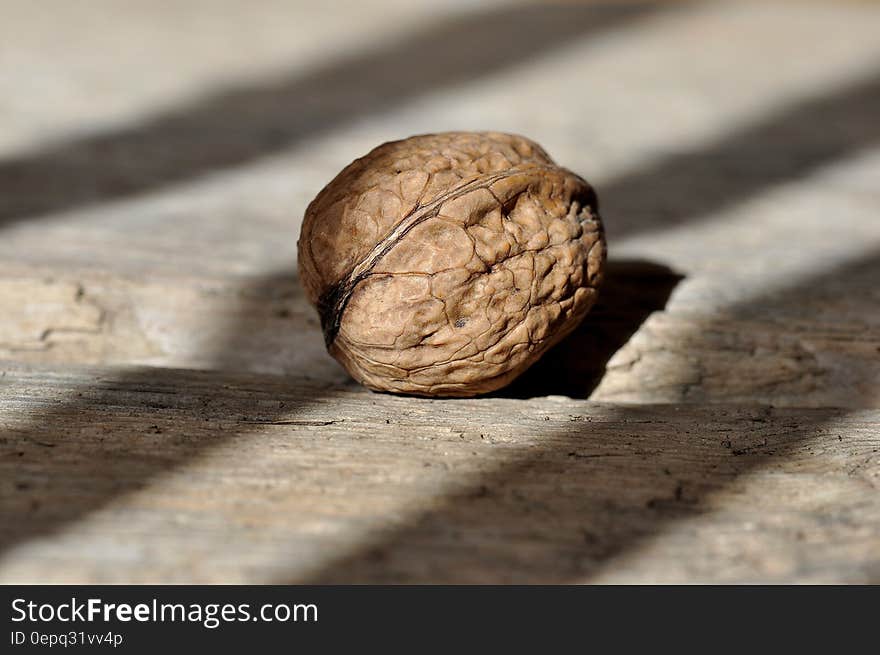 Brown Round Fruit on Grey Wooden Panel