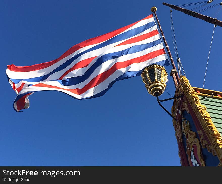 Blue White Red Striped Flag