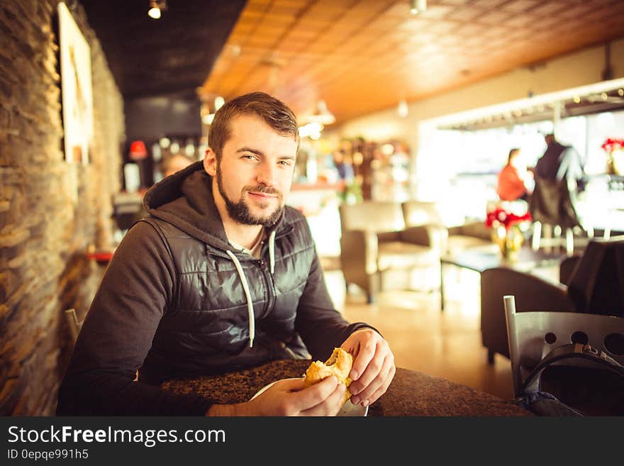 Man in Black Leather Jacket