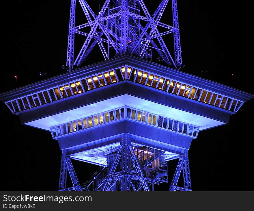 Black and White Tower during Nighttime