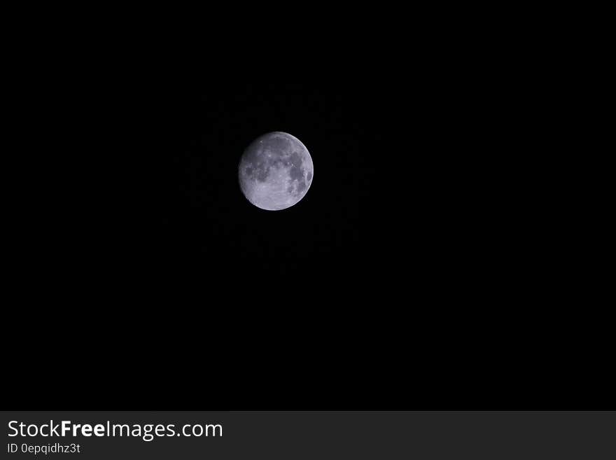 Gray Round Moon during Night